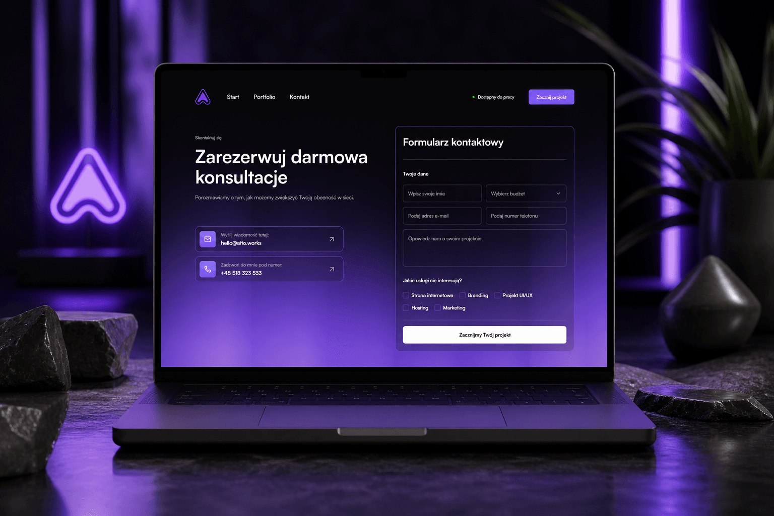 Nowoczesny landing page left