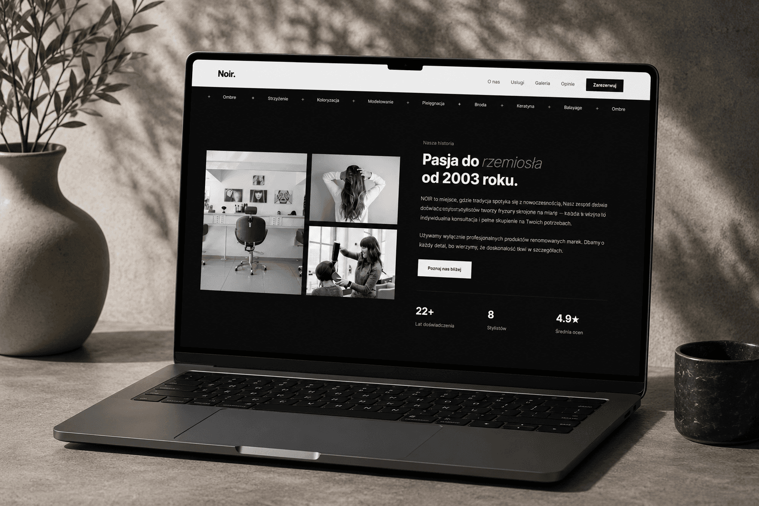 Strona Internetowa dla Zakładu fryzjerskiego Noir right